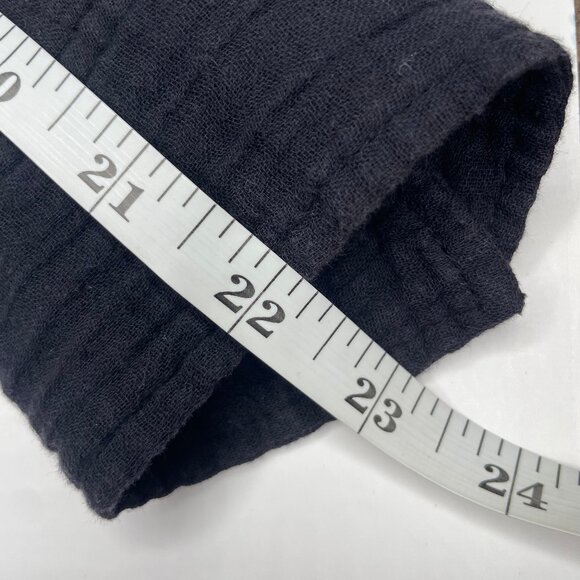 rag & bone Black Faux Linen Crinkled Button Down Top Blouse Shirt Large - Picture 8 of 10